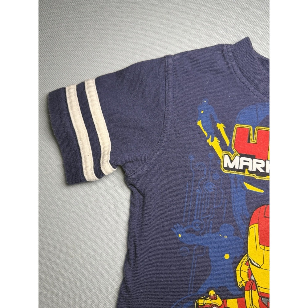 Boys 24 Months Iron Man Blue Short Sleeve Tee Shirt Tshirt Marvel 2013 - Picture 4 of 15